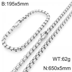 5mm Creative Men's Neutral Stainless Steel Box Chain Set Length 650cm - KS227877-Z