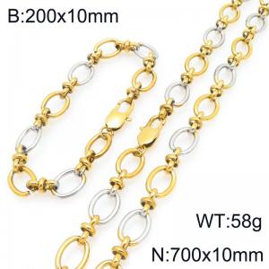 Fashion stainless steel 200 × 10mm&700 × 10mm oval 8-shaped spliced chain Japanese buckle charm gold&silver set - KS228121-Z