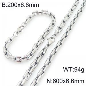 Stainless steel personalized fashion square pig nose chain bracelet necklace two-piece set - KS228186-Z