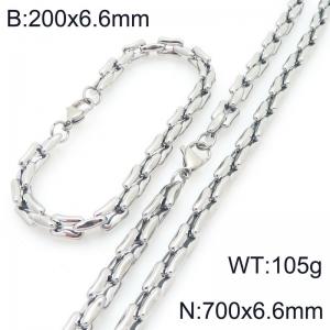 Stainless steel personalized fashion square pig nose chain bracelet necklace two-piece set - KS228188-Z