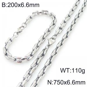Stainless steel personalized fashion square pig nose chain bracelet necklace two-piece set - KS228189-Z