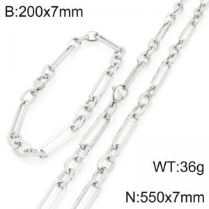 Stainless steel personalized fashion 3:1 square wire bracelet and necklace set - KS228207-Z