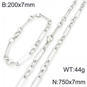 Stainless steel personalized fashion 3:1 square wire bracelet and necklace set - KS228211-Z