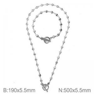 Stainless steel necklace bracelet two-piece set - KS228820-Z