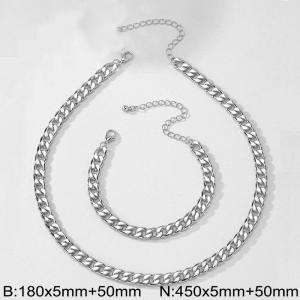 Stainless steel necklace bracelet two-piece set - KS228825-Z