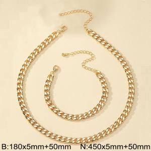 Stainless steel necklace bracelet two-piece set - KS228826-Z