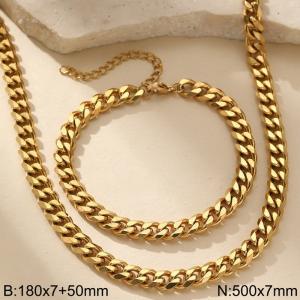 Stainless steel necklace bracelet two-piece set - KS228832-Z