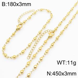 Niche Personalized Design Stainless Steel Bead Bracelet Necklace Set - KS228935-Z