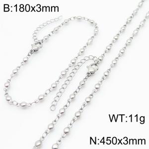 Niche Personalized Design Stainless Steel Bead Bracelet Necklace Set - KS228936-Z