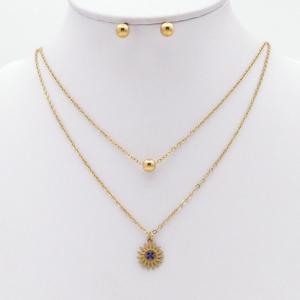 Stainless steel necklace earring two-piece set suitable for women's daily wear - KS229887-TJG