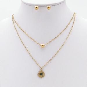 Stainless steel necklace earring two-piece set suitable for women's daily wear - KS229891-TJG