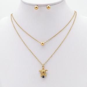 Stainless steel necklace earring two-piece set suitable for women's daily wear - KS229899-TJG