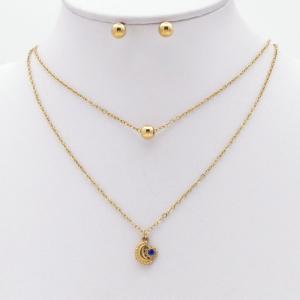 Stainless steel necklace earring two-piece set suitable for women's daily wear - KS229901-TJG