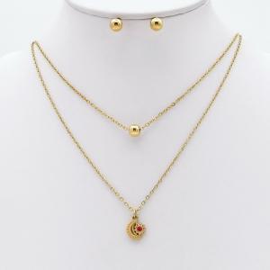 Stainless steel necklace earring two-piece set suitable for women's daily wear - KS229902-TJG