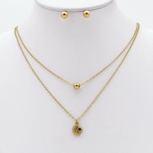 Stainless steel necklace earring two-piece set suitable for women's daily wear - KS229903-TJG