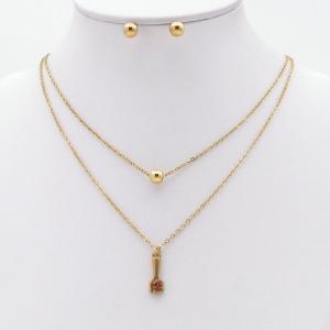 Stainless steel necklace earring two-piece set suitable for women's daily wear - KS229914-TJG