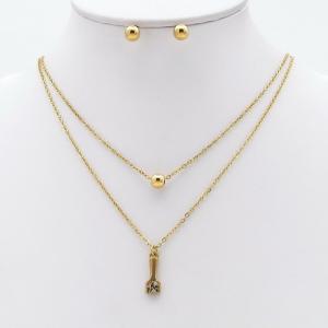 Stainless steel necklace earring two-piece set suitable for women's daily wear - KS229915-TJG