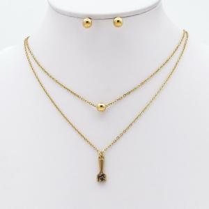 Stainless steel necklace earring two-piece set suitable for women's daily wear - KS229916-TJG