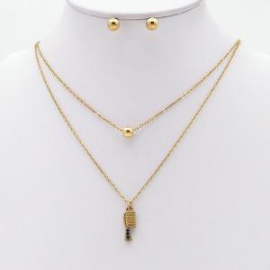 Stainless steel necklace earring two-piece set suitable for women's daily wear - KS229917-TJG