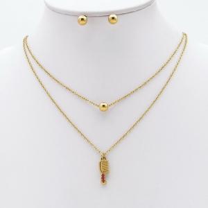 Stainless steel necklace earring two-piece set suitable for women's daily wear - KS229918-TJG