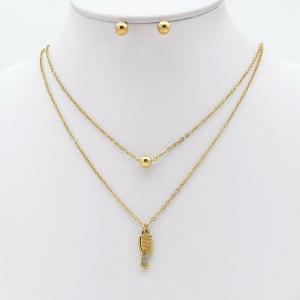 Stainless steel necklace earring two-piece set suitable for women's daily wear - KS229919-TJG