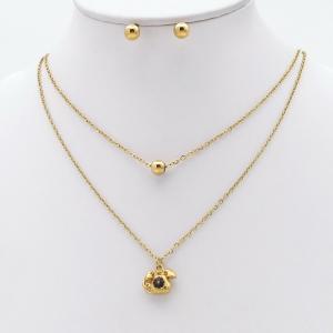 Stainless steel necklace earring two-piece set suitable for women's daily wear - KS229926-TJG