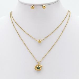 Stainless steel necklace earring two-piece set suitable for women's daily wear - KS229927-TJG