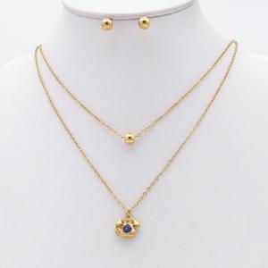 Stainless steel necklace earring two-piece set suitable for women's daily wear - KS229928-TJG