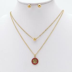 Stainless steel necklace earring two-piece set suitable for women's daily wear - KS229934-TJG