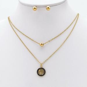 Stainless steel necklace earring two-piece set suitable for women's daily wear - KS229935-TJG