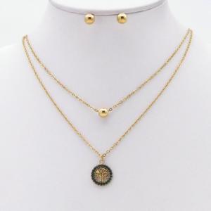 Stainless steel necklace earring two-piece set suitable for women's daily wear - KS229936-TJG