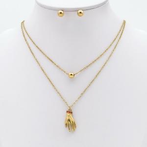 Stainless steel necklace earring two-piece set suitable for women's daily wear - KS229941-TJG