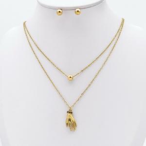 Stainless steel necklace earring two-piece set suitable for women's daily wear - KS229942-TJG