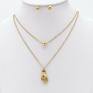 Stainless steel necklace earring two-piece set suitable for women's daily wear - KS229943-TJG