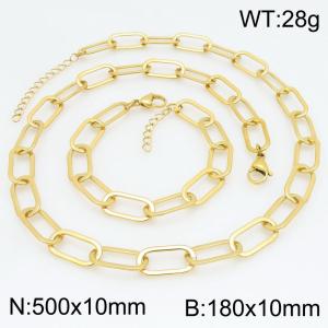 Stainless steel necklace bracelet two-piece set - KS230079-KFC