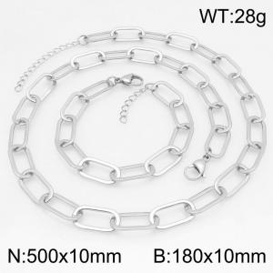 Stainless steel necklace bracelet two-piece set - KS230080-KFC