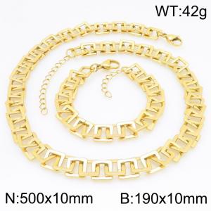 Stainless steel necklace bracelet two-piece set - KS230081-KFC