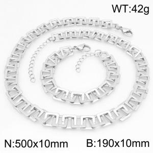 Stainless steel necklace bracelet two-piece set - KS230082-KFC