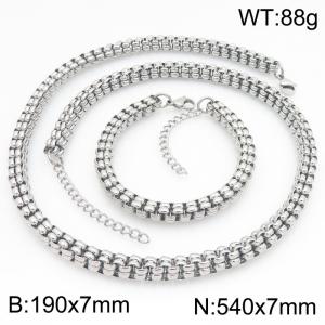 Stainless steel chain bracelet necklace jewelry set - KS230231-ZJZL