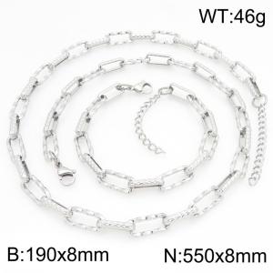 Stainless steel chain bracelet necklace jewelry set - KS230234-ZJZL
