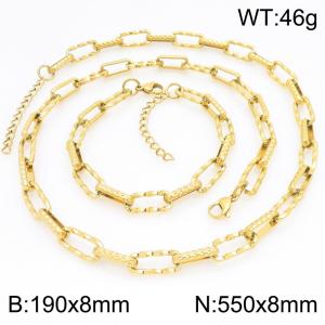 Stainless steel chain bracelet necklace jewelry set - KS230235-ZJZL