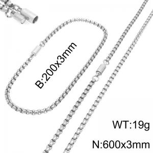 Stainless Steel Chain Bracelet and Necklace Jewelry Set - KS230296-Z