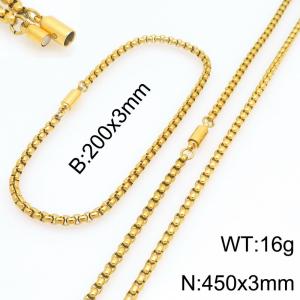 Stainless Steel Chain Bracelet and Necklace Jewelry Set - KS230297-Z
