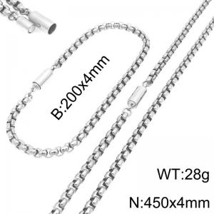 Stainless Steel Chain Bracelet and Necklace Jewelry Set - KS230301-Z