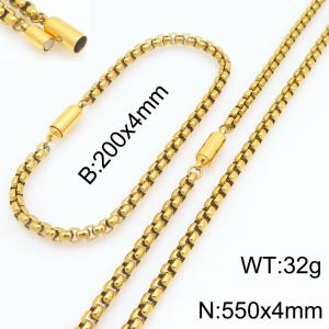 Stainless Steel Chain Bracelet and Necklace Jewelry Set - KS230307-Z