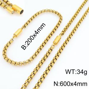 Stainless Steel Chain Bracelet and Necklace Jewelry Set - KS230308-Z