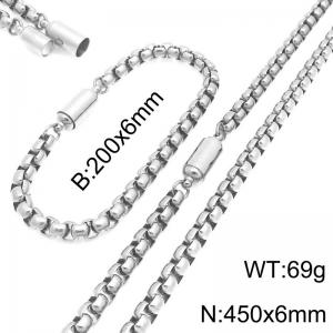 Stainless Steel Chain Bracelet and Necklace Jewelry Set - KS230309-Z
