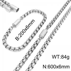 Stainless Steel Chain Bracelet and Necklace Jewelry Set - KS230312-Z