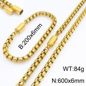 Stainless Steel Chain Bracelet and Necklace Jewelry Set - KS230316-Z