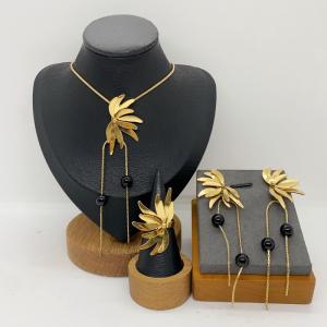 Women's Stainless Steel Fashion Jewelry Pendant Ring Earrings Set of Three - KS231277-LX